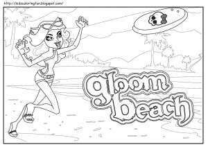 Dibujo para colorear de Clawdeen Gloom Beach