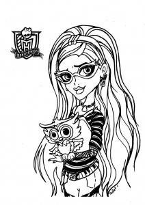 Dibujo para colorear de Ghoulia y su mascota