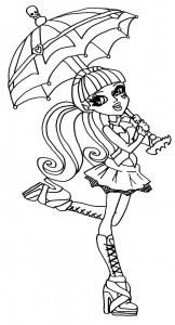 Dibujo de Draculaura con su paraguas