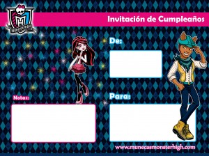 Invitación de cumpleaños de Clawd y Draculaura