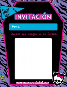 Invitación de fiesta de las Monster High