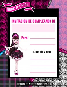 Invitación de Cumpleaños para imprimir de Draculaura