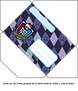 Diseño azul de sobre Monster High