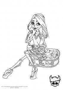 Dibujo de Skelita con su maleta de viaje