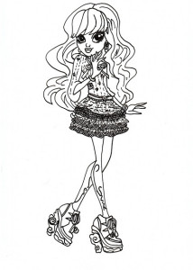 Dibujo de Twyla con un vestido más elavorado y decorado