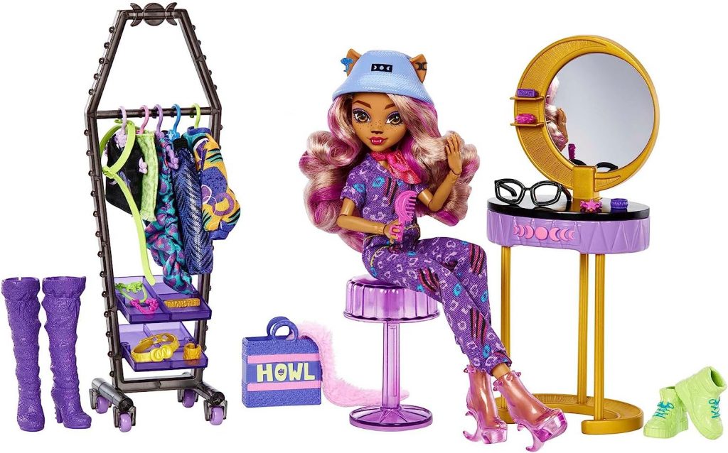 Clawdeen Wolf con tocador, ropa y accesorios